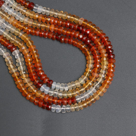 4.5 mm Natural Mexican Fire Opal Shaded Faceted Rondelle Beads