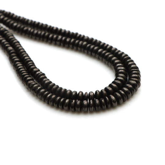 Natural Shungite Smooth Rondelle Beads, 4 mm To 7 mm, Shungite Jewelry Making Beads, Rondelle Shungite, 18 Inches Strand, Price Per Strand