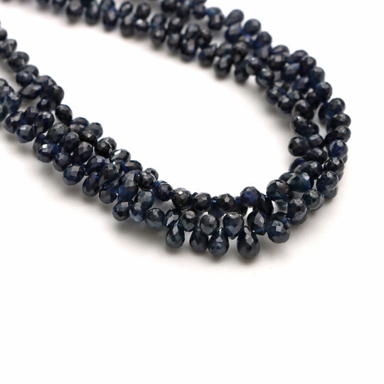 Blue Sapphire Faceted Drop Beads, 2.5x4 mm to 4x5.5 mm, Sapphire Jewelry Making Beads, Drop Shape Sapphire, 16 Inch Strand, Price Per Strand