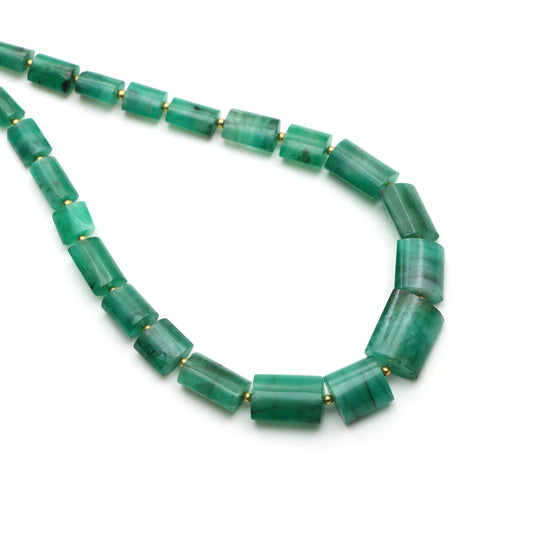 Emerald Smooth Cylinder Beads, 4x6 mm To 11.5x13.5 mm, Emerald Jewelry Making Beads, Emerald Beads, 18 Inches Full Strand, Price Per Strand