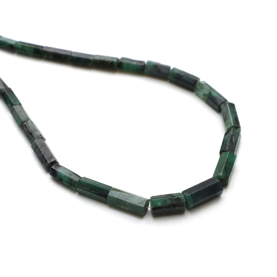 Emerald Faceted Cylinder Beads, 4x8.5 mm To 7x16 mm, Emerald Jewelry Making Beads, Emerald Beads, 20 Inches Full Strand, Price Per Strand