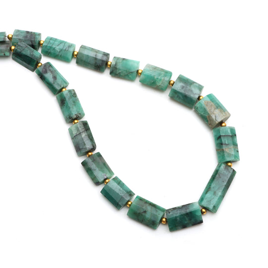 Emerald Faceted Cylinder Beads, 9.5x11.5 mm To 10.5x24 mm, Emerald Jewelry Making Beads, Emerald Beads, 18 Inches Strand, Price Per Strand