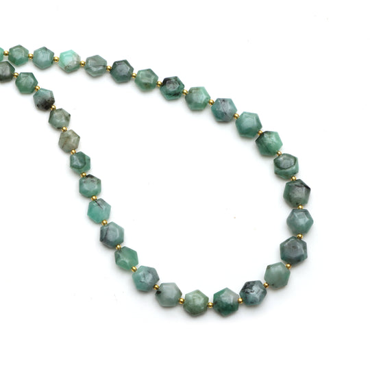 Emerald Smooth Hexagon Beads, 6.5x7.5 mm To 9x11 mm, Emerald Beads, Emerald Jewelry Making Beads, 20 Inches Full Strand, Price Per Strand