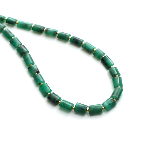 Emerald Smooth Cylinder Beads, 5.5x6 mm To 6x8 mm, Emerald Jewelry Making Beads, Emerald Beads, 18 Inches Full Strand, Price Per Strand