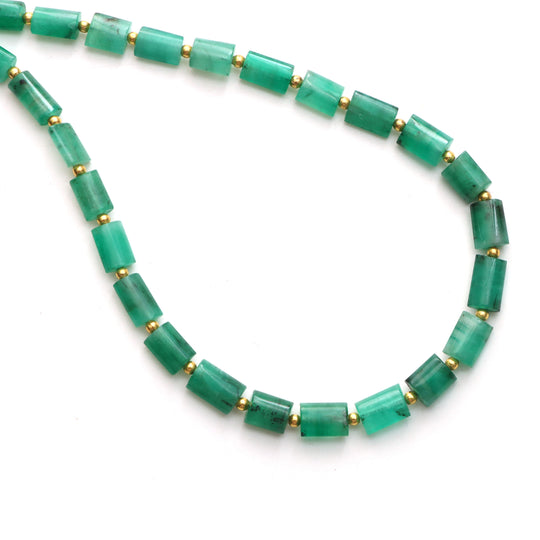 Emerald Smooth Cylinder Beads, 4x5 mm To 5x8 mm, Emerald Jewelry Making Beads, Emerald Beads, 18 Inches Full Strand, Price Per Strand