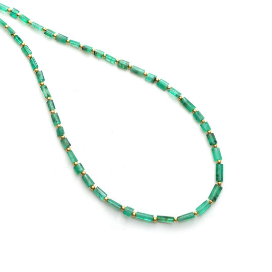 Emerald Smooth Cylinder Beads, 2x3 mm To 4x7.5 mm, Emerald Jewelry Making Beads, Emerald Beads, 18 Inches Full Strand, Price Per Strand