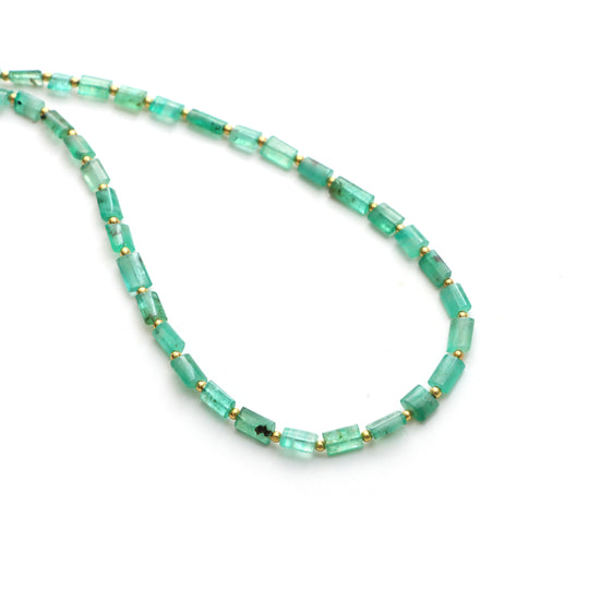 Emerald Smooth Cylinder Beads, 3x5 mm To 4x6.5 mm, Emerald Jewelry Making Beads, Emerald Beads, 18 Inches Full Strand, Price Per Strand