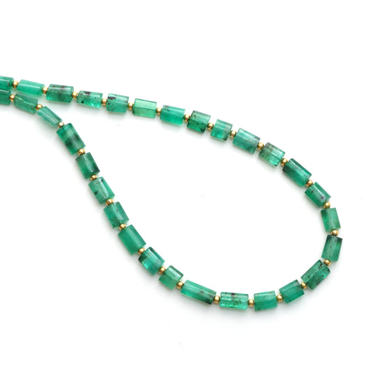 Emerald Smooth Cylinder Beads, 5x6 mm To 5x8 mm, Emerald Jewelry Making Beads, Emerald Beads, 18 Inches Full Strand, Price Per Strand