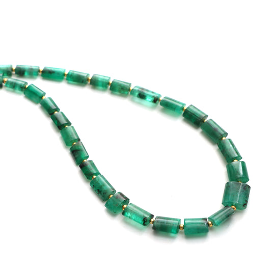 Emerald Smooth Cylinder Beads, 6x6 mm To 10x10 mm, Emerald Jewelry Making Beads, Emerald Beads, 18 Inches Full Strand, Price Per Strand
