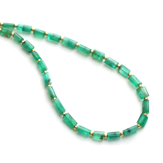 Emerald Smooth Cylinder Beads, 5x5.5 mm To 4.5x7.5 mm, Emerald Jewelry Making Beads, Emerald Beads, 18 Inches Full Strand, Price Per Strand