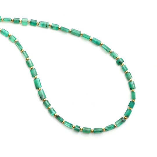 Emerald Smooth Cylinder Beads, 4x6 mm To 4x7 mm, Emerald Jewelry Making Beads, Emerald Beads, 18 Inches Full Strand, Price Per Strand