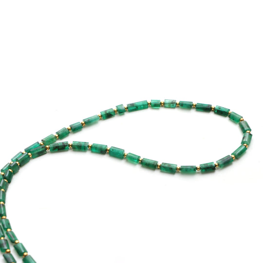 Emerald Smooth Cylinder Beads, 4.5x5 mm To 4.5x7.5 mm, Emerald Jewelry Making Beads, Emerald Beads, 18 Inches Full Strand, Price Per Strand