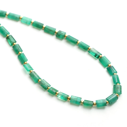 Emerald Smooth Cylinder Beads, 4x7 mm To 5x7 mm, Emerald Jewelry Making Beads, Emerald Beads, 18 Inches Full Strand, Price Per Strand