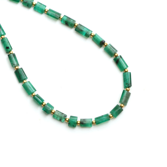 Emerald Smooth Cylinder Beads, 4.5x7 mm To 5x7.5 mm, Emerald Jewelry Making Beads, Emerald Beads, 18 Inches Full Strand, Price Per Strand