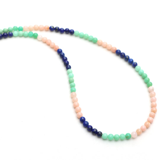 Gemstone mix smooth round ball beads | Chrysoprase pink opal lapis round smooth beads | Mix semiprecious gemstone round smooth beads