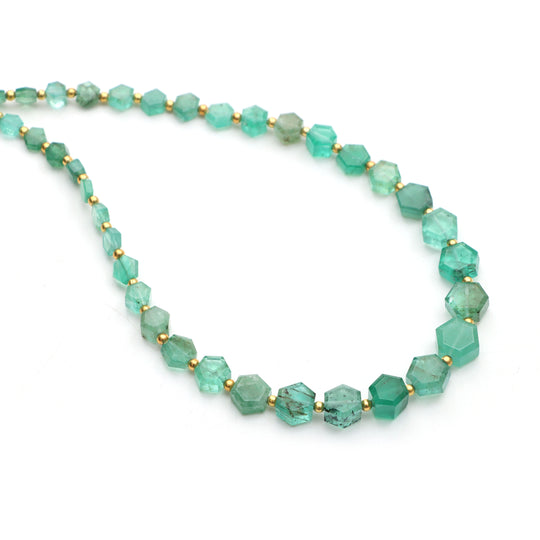 Emerald Smooth Hexagon Beads, 3x3.5 mm TO 8x9 mm, Emerald Beads, Emerald Jewelry Making Beads, Hexagon Beads, 16 Inches, Price Per Strand
