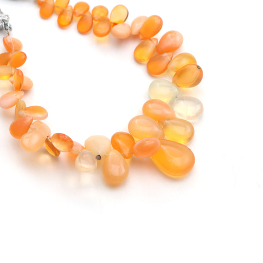 Fire Opal Smooth Pear Beads, 4x6.5 mm To 11x17 mm, Fire Opal Jewelry Making Beads, Opal Beads, Smooth Opal, 6 Inch Strand, Price Per Strand