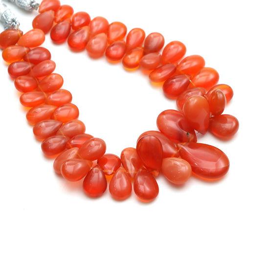 Fire Opal Smooth Pear Beads, 7x10 mm To 13x21 mm, Fire Opal Jewelry Making Beads, Opal Beads, Fire Opal Pear, 8 Inches, Price Per Strand