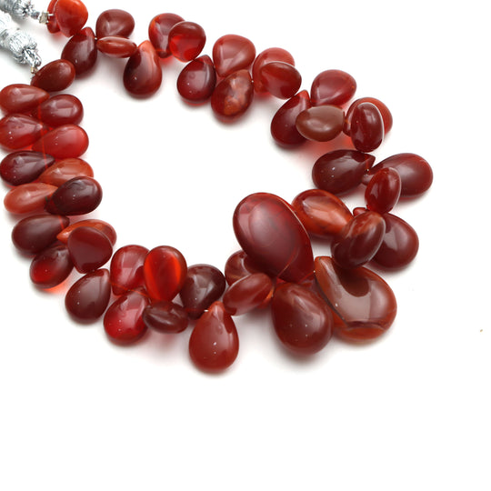 Fire Opal Smooth Pear Beads, 7x10 mm To 14.5x22 mm, Fire Opal Jewelry Making Beads, Opal Beads, Fire Opal Pear, 8 Inches, Price Per Strand