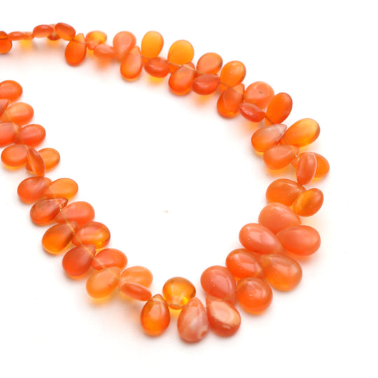 Fire Opal Smooth Pear Beads, 4x5 mm To 6x9 mm, Fire Opal Jewelry Making Beads, Opal Beads, Fire Opal Pear, 8 Inches, Price Per Strand