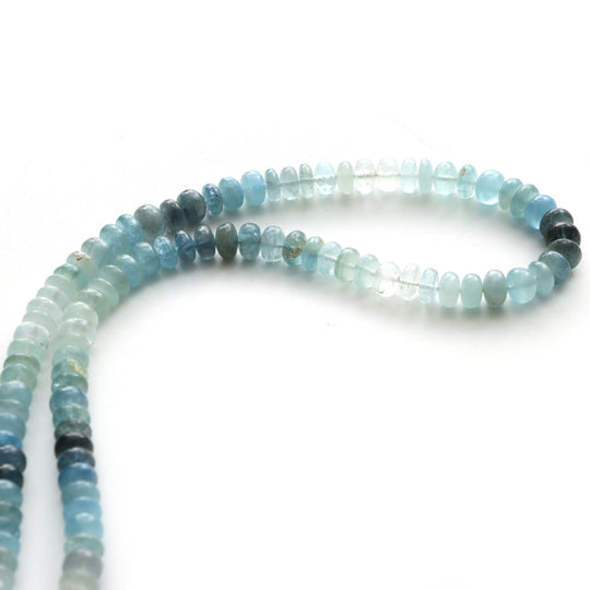 Multi Aquamarine Smooth Rondelle Beads, 7 mm To 7.5 mm, Aquamarine Rondelle Necklace, Smooth Aquamarine Beads, 18 Inch, Price Per Strand