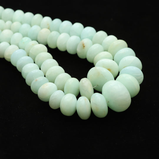 Peru opal smooth rondelle beads, 9 mm to 14.5 mm, Peru opal jewelry making beads, Rondelle shape peru opal, 18 inch strand, Price per strand