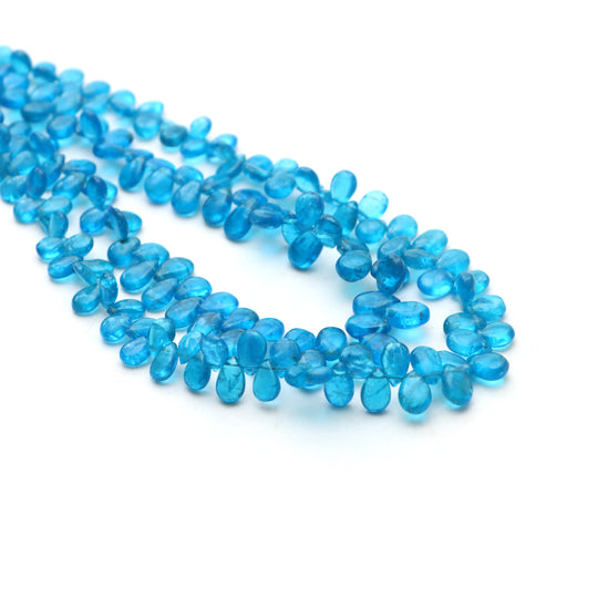 Neon apatite smooth pear beads, 3.5x5 mm to 6x9 mm, Apatite jewelry making beads, Pear shape apatite, 15 Inches Strand, Price per strand
