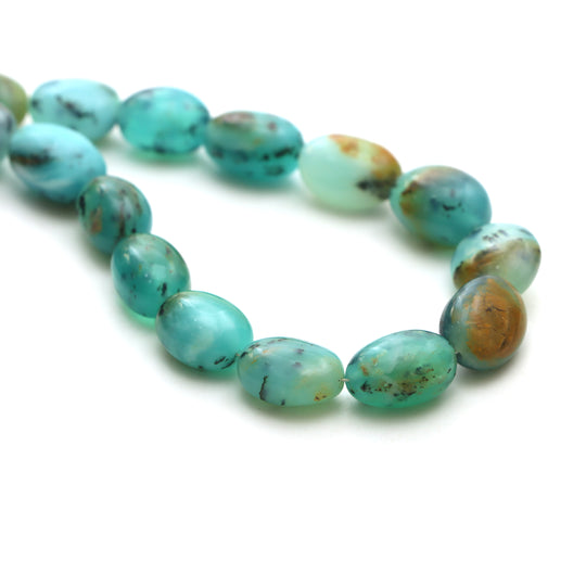 Peruvian opal smooth tumble beads, 8x11 mm to 12x14 mm, Plain peruvian opal beads, Tumble shape opal, 19.5 inches strand, Price per strand
