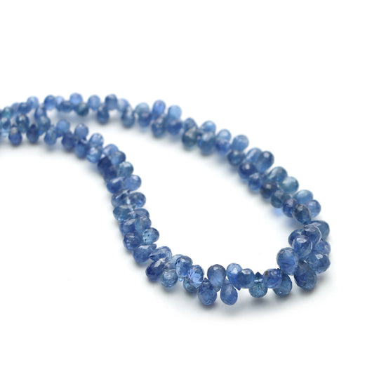 Blue Sapphire Faceted Drop Beads, 2x3 mm To 4.5x7.5 mm, Sapphire Jewelry Making Beads, Faceted Sapphire, 14 Inches Strand, Price Per Strand