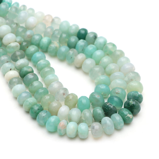 Aqua Chalcedony Smooth Rondelle beads, 8 mm To 9.5 mm, Chalcedony Jewelry Making Beads, Aqua Chalcedony Beads, 18 Inches, Price Per Strand