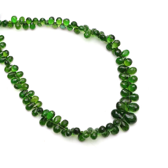 Chrome Diopside Faceted Drop Beads, 3x5 mm To 6x8 mm, Chrome Diopside Jewelry Making Beads, Chrome Diopside Beads, 8 Inch, Price Per Strand