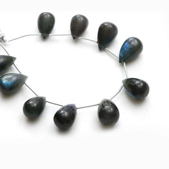 Labradorite Smooth Drop Beads, 12x18 mm To 13.5x21 mm, Plain Labradorite Beads, Plain Labradorite Drops, 7 Inches Strand, Price Per Strand