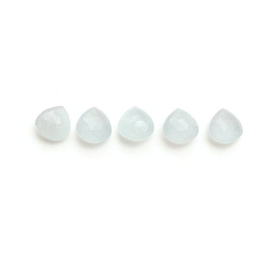 Natural Silver Aqua Faceted Heart Loose Gemstone, 12x12 mm, Silver Aqua Gemstone, Silver Aqua Heart Cut, Set of 5 Pieces