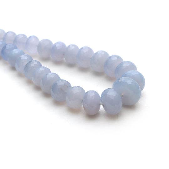 Blue chalcedony faceted rondelle beads, 10 mm to 20 mm, Rondelle chalcedony beads, Rondelle shape beads, 20 inches strand, Price per strand