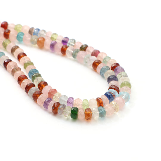 Mix Semi Faceted Rondelle Beads, 6 mm to 6.5 mm, Mix Semi Jewelry Making Beads, Faceted Semi Beads, 18 Inches Full Strand, Price Per Strand