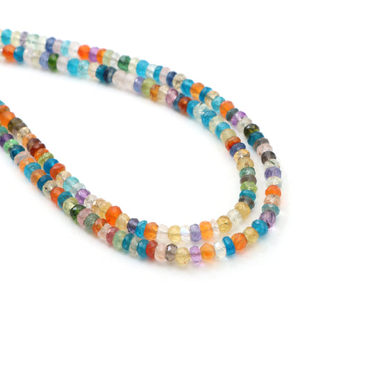 Mix Semi Faceted Rondelle Beads, 4 mm, Mix Semi Jewelry Making Beads, Faceted Semi Beads, Mix Semi Beads, 18 Inches Strand, Price Per Strand