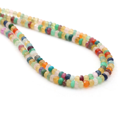 Mix Semi Faceted Rondelle Beads, 4.5 mm, Mix Semi Jewelry Making Beads, Faceted Semi Beads, Mix Semi Beads, 18 Inch Strand, Price Per Strand