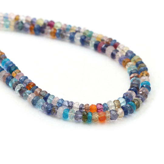 Mix Semi Faceted Rondelle Beads, 3.5 mm, Mix Semi Jewelry Making Beads, Faceted Semi Beads, Mix Semi Beads, 18 Inch Strand, Price Per Strand