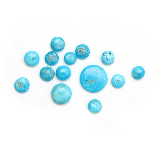 Turquoise Smooth Round Loose Gemstone, 8 mm to 17 mm, Turquoise Jewelry Making Gemstone, Plain Round Gemstone, Set of 14 Pieces