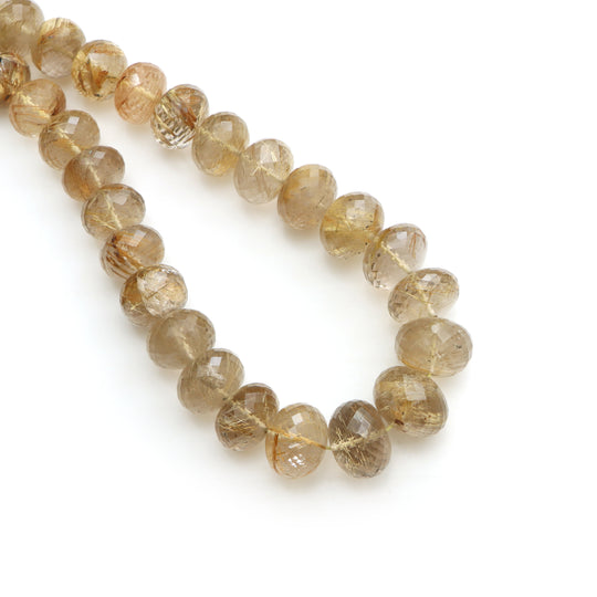 Golden Rutile Faceted Rondelle Beads, 8.5 to 16.5 mm, Golden Rutile Jewelry Making Beads, 20 Inches Full Strand, Price Per Strand