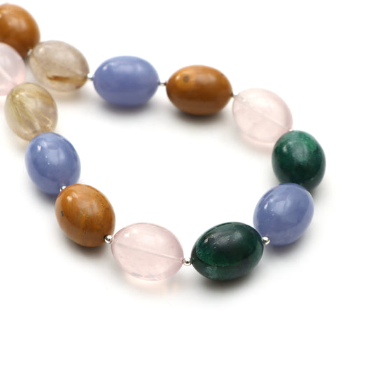 Mix Semi Smooth Tumble Beads, 15x20 mm, Mix Semi Jewelry Making Beads, Mix Semi Beads, 14 Inches Strand, Price Per Strand