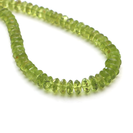 Peridot faceted saucer beads, 6 mm to 8 mm, Faceted peridot beads, Saucer shape peridot, Green peridot, 18 inch strand, Price per strand