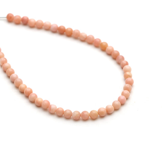 Natural Pink Opal Smooth Round Balls, 4.5 mm, Pink Opal Jewelry Making Beads, Pink Opal Beads, 8 Inches Full Strand, Price Per Strand