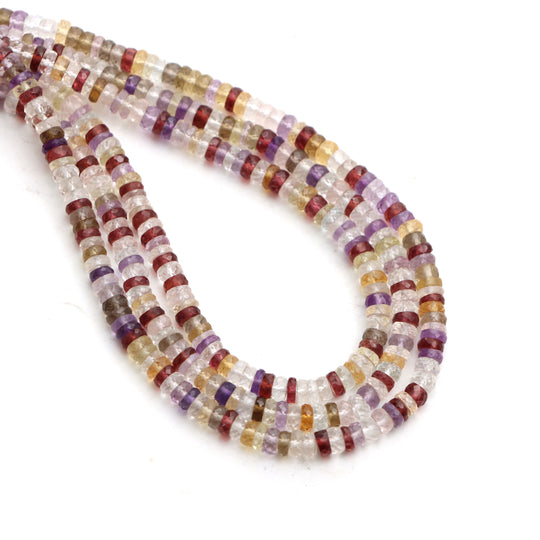 Mix Semi Faceted Tyre Beads, 4.5 mm, Mix Semi Jewelry Making Beads, Semi Precious Beads, Mix Semi Tyre, 18 Inches Strand, Price Per Strand
