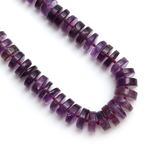 Amethyst Smooth Coin Beads, 10 mm to 15 mm, Amethyst Jewelry Handmade Gift For Women, 20 Inches Full Strand, Price Per Strand