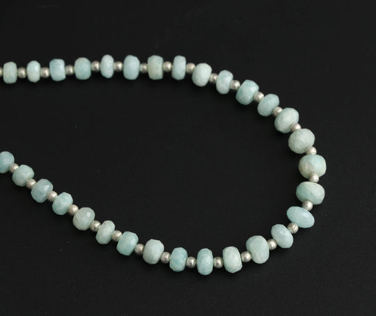 Amazonite Faceted Roundel Beads - 4mm to 6.5mm - Amazonite Jewelry Making Beads, 8 Inch Strand, Price Per Strand