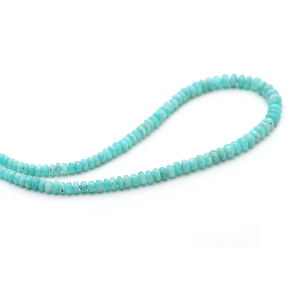 Amazonite Smooth Rondelle Beads | 3.5 mm to 7 mm | Amazonite Rondelle Beads | Gem Quality | 8 Inch, 18 Inch Full Strand | Price Per Strand - National Facets, Gemstone Manufacturer, Natural Gemstones, Gemstone Beads