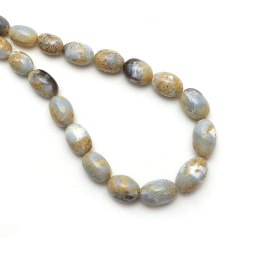 Blue Opal Smooth Tumble Beads, 5.5x8.5 mm To 11.5x18.5 mm, Opal Jewelry Making Beads, 16.5 Inches Full Strand, Price Per Strand