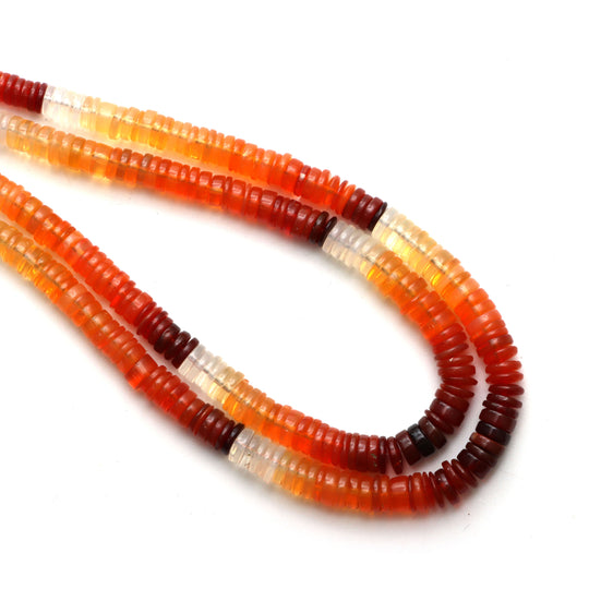 Fire Opal Smooth Tyre Beads, 3.5 mm To 5.5 mm, Fire Opal Jewelry Making Beads, 18 Inches Full Strand, Price Per Strand