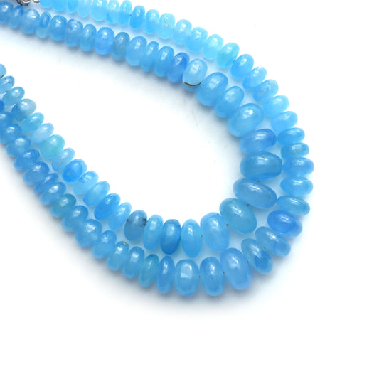 4.5 mm To 9.5 mm Natural Blue Jade Smooth Rondelle Shape Gemstone Beads